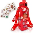 thumbnail image 1 of DabuLiu Cute Water Bottles with Straw Kawaii Water Bottle for Girls, Portable Leakproof BPA-Free Drinking Bottle with Adjustable Shoulder Strap and Sticker - for School Outdoor (Red-24oz-Time Marker), 1 of 8