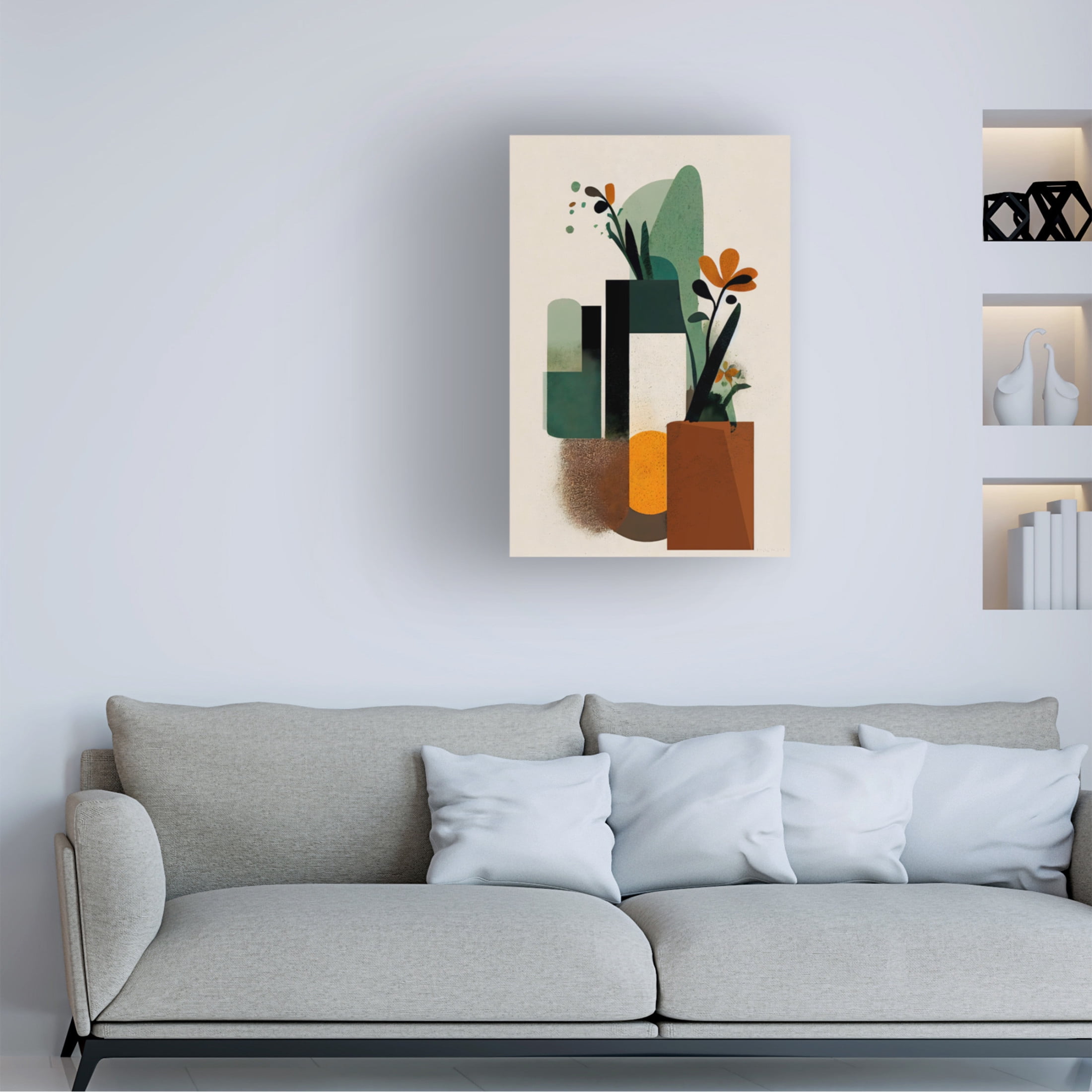Canvas Wall Art - Treechild 'Geometric Vases' Wall Art for Living Room, Bedroom, or Office D?cor by Trademark Fine Art - 16 x 24 Inches