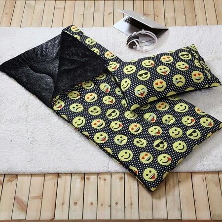 Emoji S Sleeping Bag And Pillow Case Black Smiley Faces Indoor Emoji S Sleeping Bag And Pillow Case Black Smiley Faces Indoor Outdoor Kids