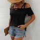 thumbnail image 3 of Top de mujer con hombros descubiertos y tirantes dobles - Diseño moderno, color liso, primavera-verano - S-XXXXXL Busto 90-130 cm, 3 of 5