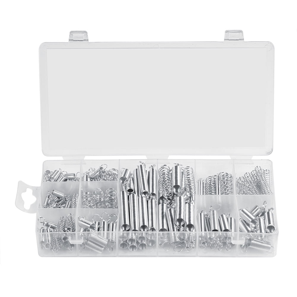 MTMTOOL 200 Pieces Heavy-Duty Extension and Compression Spring Set with Clear Plastic Box for Repairs