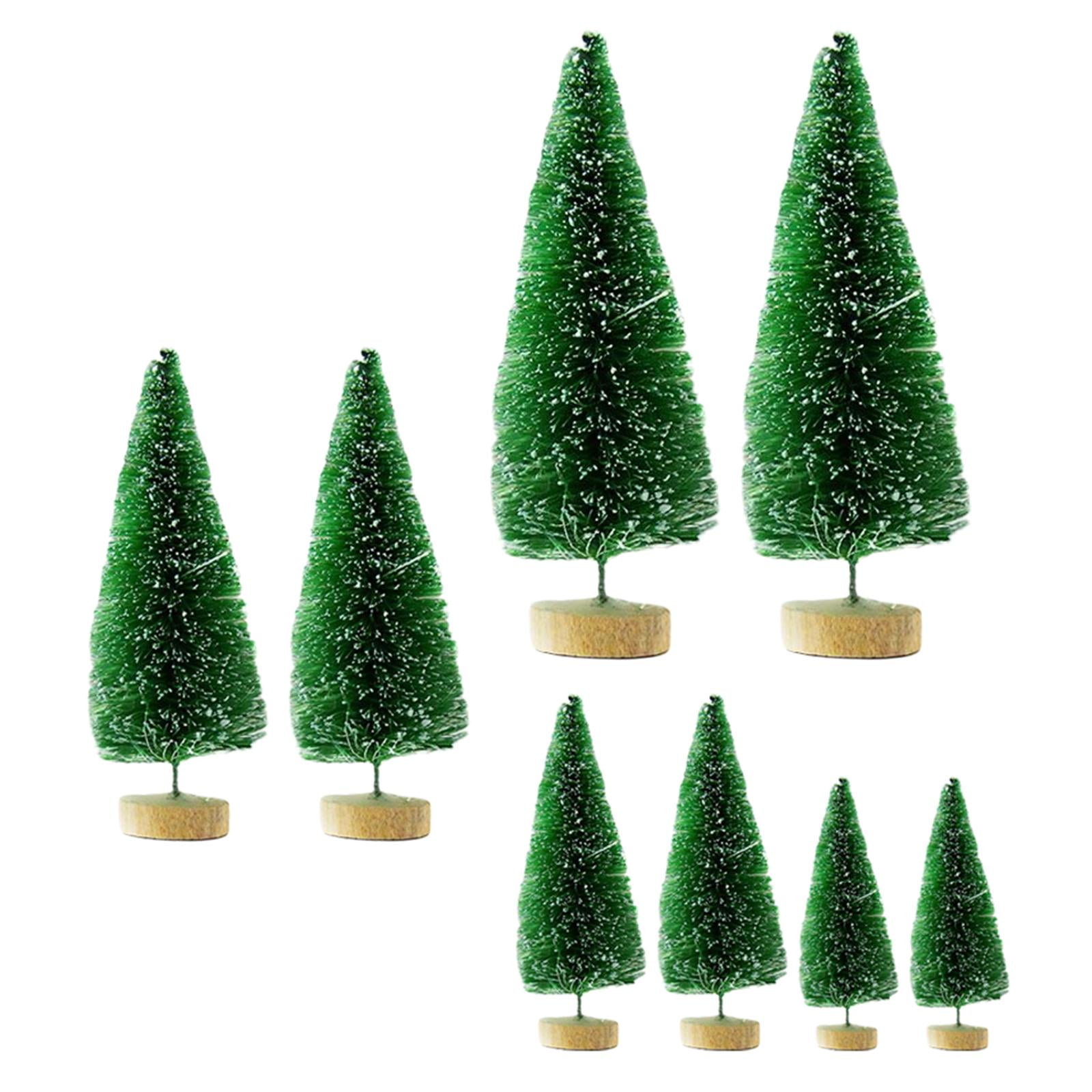 8x Desktop Miniature Trees with Wooden Base, 4 Size Mini Artificial
