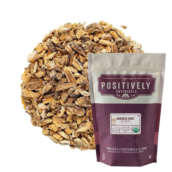 Positively Botanicals Organic Burdock Root - Loose Leaf Botanical, 1 lb bag