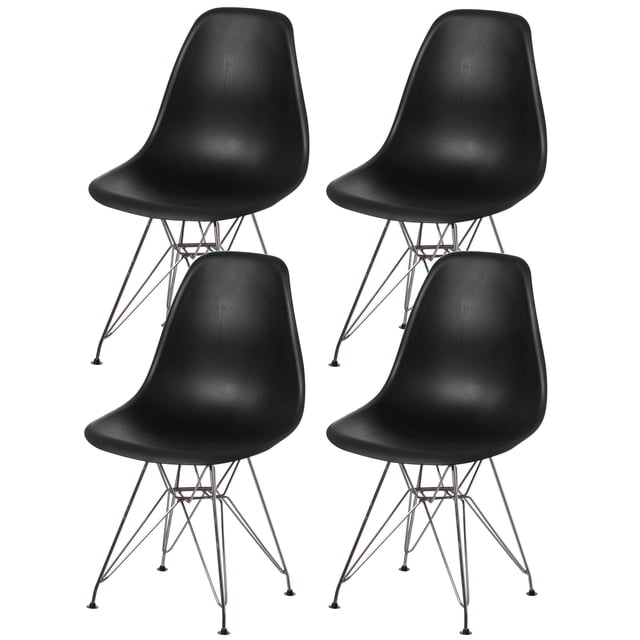 Fabulaxe DSW Shell Dining Chair, Black (Set of 4)