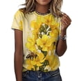 thumbnail image 3 of Bee And Flowers T-Shirt O Neck Retro Print Big Size T-Shirts Short Sleeve Tees Womens Pretty Design, 3 of 5