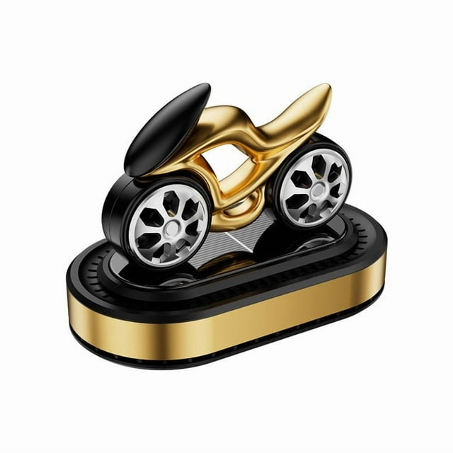 Gold Solar Powered Rotating Motorcycle Car Air Freshener 5Ml Essential Oil Aromatherapy Diffuser For Vehicle Dashboard Decorative Gift Idea Natural Scent Dispenser