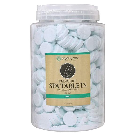 Ginger Lily Farms Botanicals Pedicure Spa Tabletas Naturales y Orgánicas Repone la Humedad Suaviza y Acondiciona la Piel Aroma al Océano 105 onzas 500 unidades