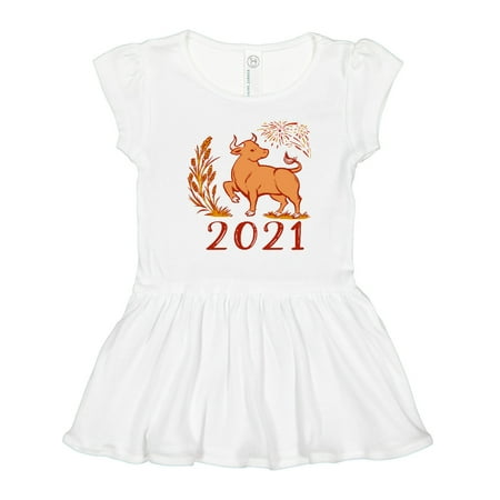 

Inktastic 2021 Chinese New Year Ox Gift Toddler Girl Dress