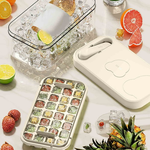 Juego de Moldes para Cubitos de Hielo | Máquina de Hielo de Plástico de Gran Capacidad de Grado Alimenticio con Tapa a Presión y Pala | Bandeja Transparente para Cubitos de Hielo de Fácil Extracción