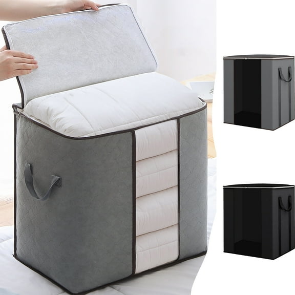 Laundry Storage Bag 120L Large Capacity Nonwoven Fabric – Bedding Organizer | Heavy-Duty Zipper, Reinforced Handles | Gray | 23.6x19.7x15.8in | 1 Pack
