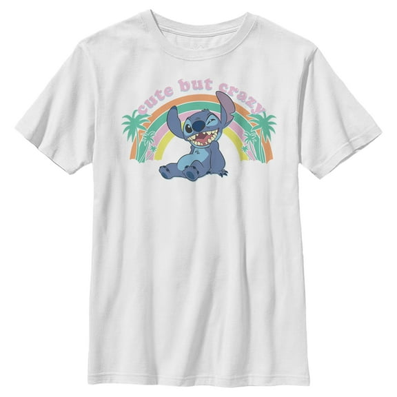 Boy's Lilo & Stitch Cute But Crazy Graphic Tee White X Large