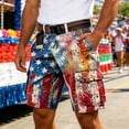 thumbnail image 2 of Krdevn Men's American Flag Print Cargo Shorts Independence Day Distressed Casual Utility Workwear Shorts, 2 of 5