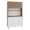White + Natural Oak, variant on Wilson 6 Door Multi-Functional Kitchen Microwave Pantry Cabinet with One Drawer