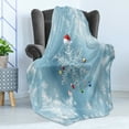 thumbnail image 4 of Christmas Soft Flannel Fleece Throw Blanket, Branch of a Fir Tree and Blue Ball with Exposure Snowflake Motifs View Print, Cozy Plush for Indoor and Outdoor Use, 50" x 60", Brown Green, by Ambesonne, 4 of 5