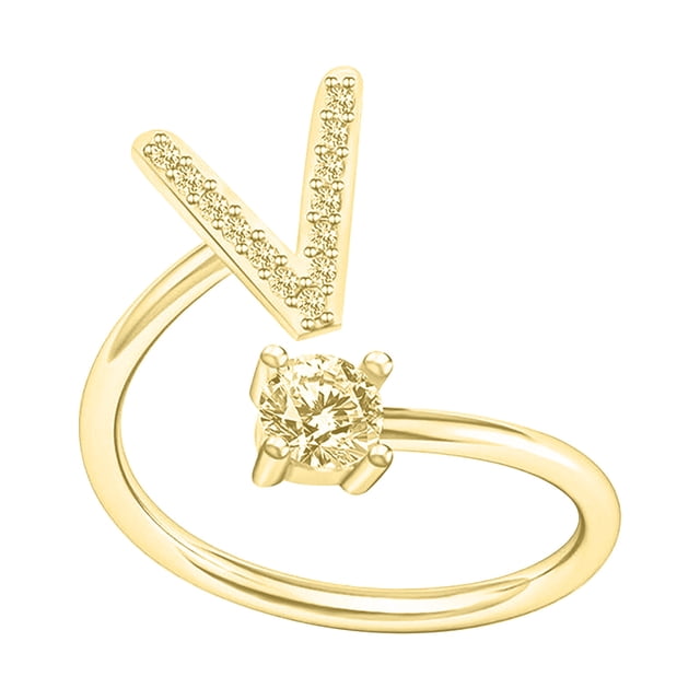 Fiudx Anillo con Alfabeto de Moda para Mujer, Anillo de Pareja, Anillo de Apertura, Joyería