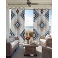 thumbnail image 4 of Blackout Curtains for Bedroom, Blue Aztec Room Darkening Window Drapes for Living Room, Southwest Boho Tribe Abstract Geometric Art Thermal Insulated Grommet Curtains, 52x45 inch, 2 Panels, 4 of 9