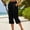 Black-a, variant on XinghaiYIDE Womens Capri Pants Casual Summer Stretch Linen Button Elastic Waist Straight Pants