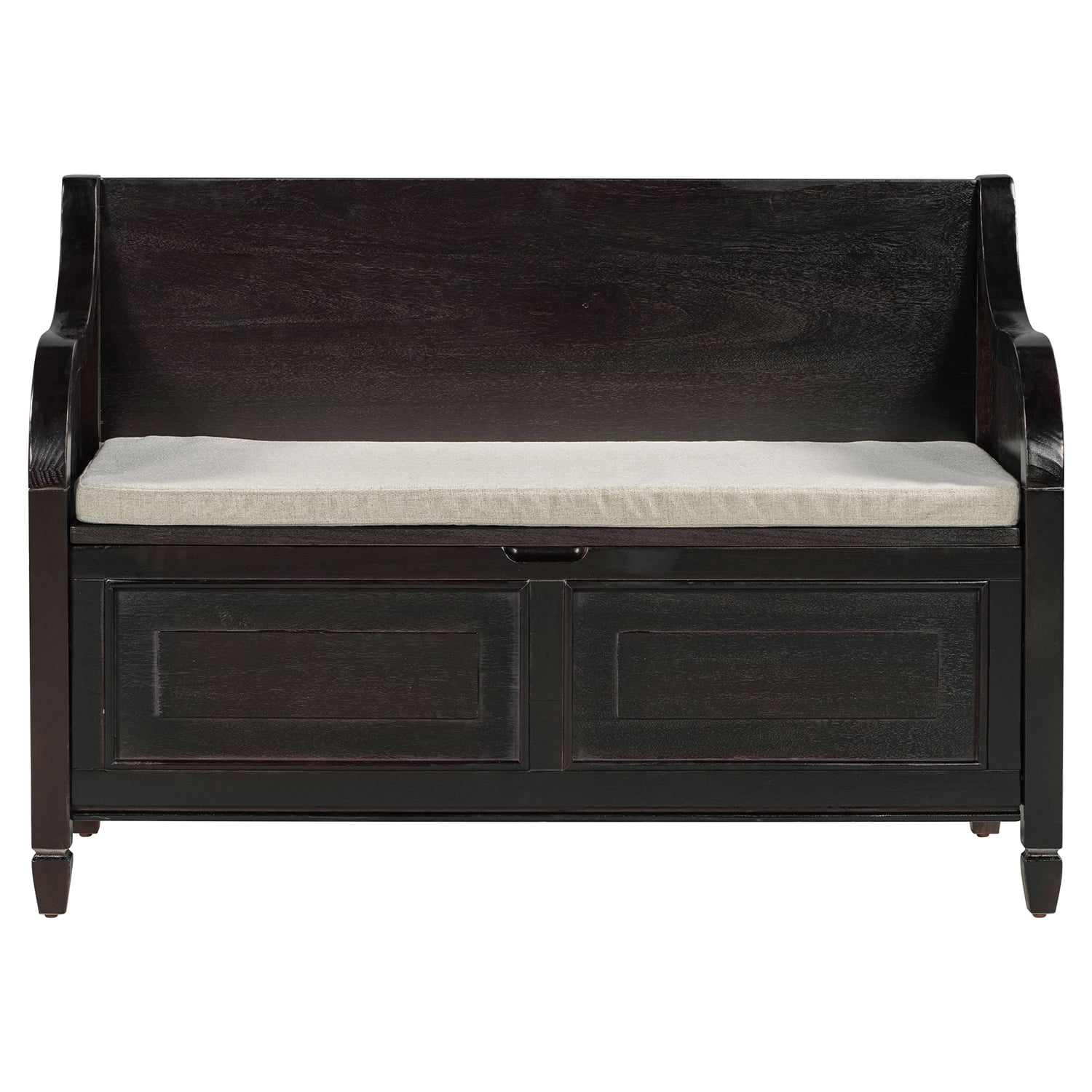 Kadyn 42" Entryway Multifunctional Storage Bench, Pine Storage Bench with Safety Hinge, Rustic Style Solid Wood Entryway Bench for Living Room, Espresso