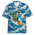 thumbnail image 3 of Camisa hawaiana con estampado de dinosaurio y gato para hombre, divertidas camisas hawaianas con estampado 3D de animales, blusas de moda con solapa, blusas para niños, mangas cortas, 3 of 5