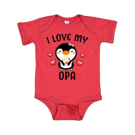 

Inktastic I Love My Opa with Cute Penguin and Hearts Gift Baby Girl Bodysuit