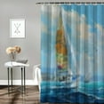 thumbnail image 2 of Awypu Bathroom Shower Curtain Set with Hooks Ocean Sailboat Picture Modern Coastal Painting White, 2 of 7