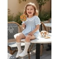 thumbnail image 3 of Cenuakty Toddler 0-18M Girls Romper, Short Sleeve Doll Collar Plaid Flower Infant Bodysuit Summer Clothes, 3 of 9