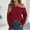 Wine, variant on EchfiProm Lightweight Off Shoulder Sweater Women Pullover Pink V Neck Knit Trendy Solid Long Sleeve Sweater Top