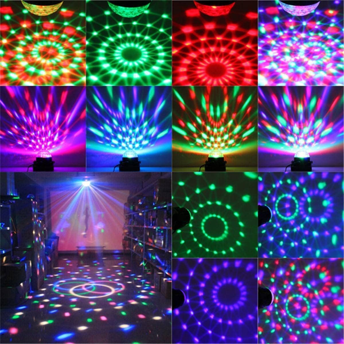 Boule Disco LED Rotative 360° - Commande Vocale Et Télécommande - Pour Fêtes, Noël, Club, Anniversaire