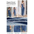 thumbnail image 2 of Ekouaer Jumpsuits for Women Casual Summer Sleeveless 2026 Ribbed One Piece Romper Dressy Vacation Clothes Travel Outfits, 2 of 6