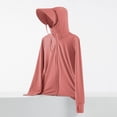 thumbnail image 4 of Holzkary Womens Upf 50+ Sun Protection Hoodie Jacket Lightweight Long Sleeved Sun Shirt Suitable for Carrying Bags Hiking Lightweight Quick Dry Active Uv Shirts with Zipper Pockets Orange L, 4 of 6