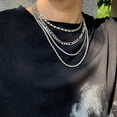 thumbnail image 4 of Hommes Collier multicouche 4 couches HIP HOP HOP CHANCHE CLAVICE CLAVICLE COLLACE, 4 of 10