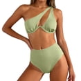 thumbnail image 6 of Qingpeng Women One Shoulder High Waisted Bikini Tie High Cut Two Piece Swimsuits, 6 of 8