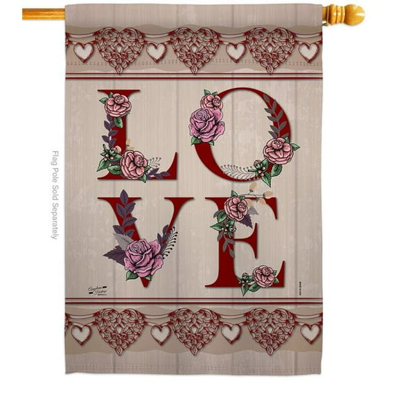 Angeleno Heritage H137144-BO Classic Valentine Love Springtime Double-Sided Garden Decorative House Flag, Multi Color