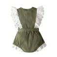 thumbnail image 4 of Sngxgn Baby Girls Floral Ruffle Romper Long Sleeve Bodysuit(Army Green,70), 4 of 8