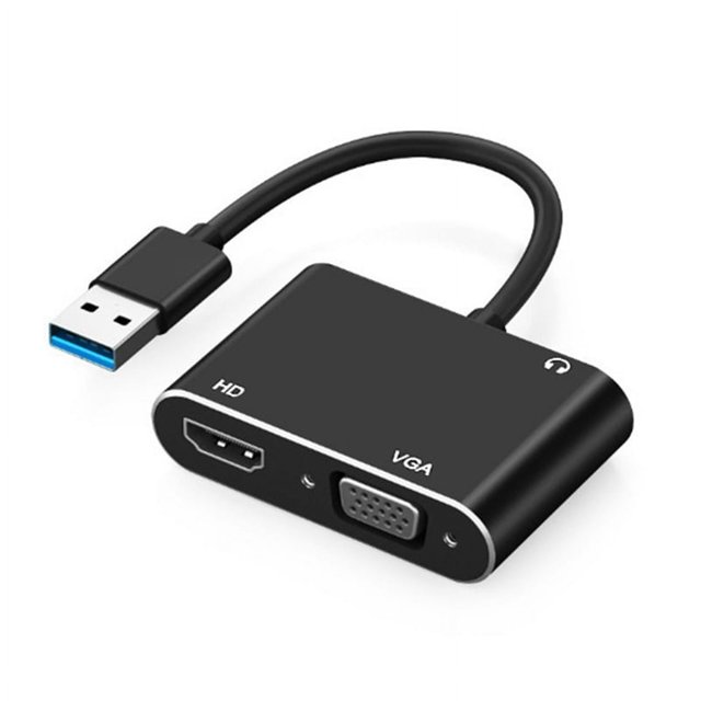 Adaptador USB 3.0 A VGA Compatible con Convertidor de Video HD Salida de Sincronización para 2 Monitores para Computadora Portátil de Escritorio