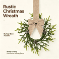 thumbnail image 4 of Mini Christmas Cabinet Wreaths with Linen Ribbon Bow, Farmhouse‑Style 10.2 Inch Artificial Xmas Hanging Wreath, Festive Decor for Kitchen Cabinets, Front Doors & Windows, 4 of 4