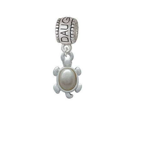 Turtle with Imitation Pearl Shell - Daughter Charm Bead