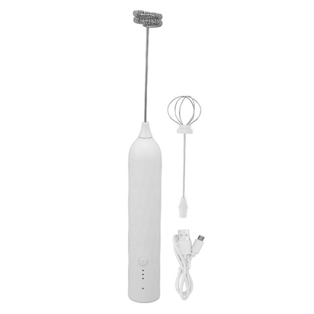 Compact Dual-Beam Electric Hand Mixer - White, USB Rechargeable with Three-Speed Control, Stainless Steel Detachable Heads for Easy Cleaning, Perfect for Whipping, Beating, and Mixing Ingredients.