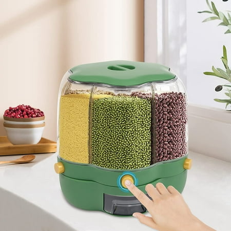 

SHZICMY 360° Rotatable 6-Grid Grain Storage Tank for Granular Grains or Pet Food