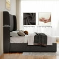 thumbnail image 6 of Merluxy King Bed Frame with Lift Up Storage,Linen Upholstered Platform Bed/ Wingback Headboard/No Box Spring Needed/Dark gray, 6 of 6