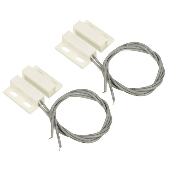 Unique Bargains Magnetic Reed Switch, 2 Pack NO Wired Magnetic Contact Switch, White