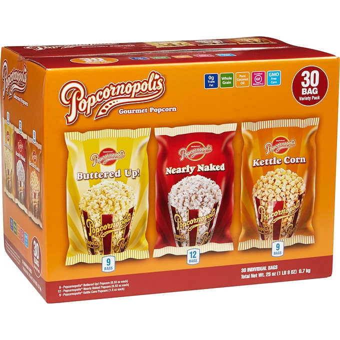 Popcornopolis Gourmet Popcorn, Variety Pack, 30count