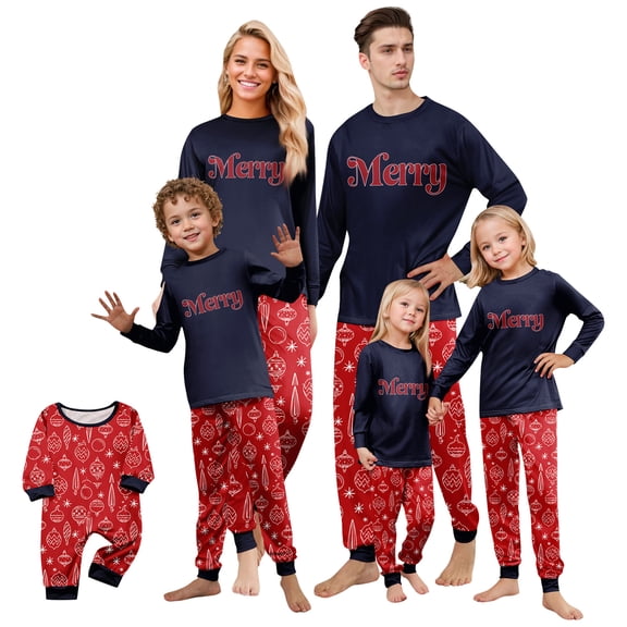 Lvotionpl 2026 Family Matching Christmas Pajamas Set, Christmas PJs for Men Women s, Long Sleeve Tops and Pants, Holiday Family Sleepwear, Xmas Pajama Sets