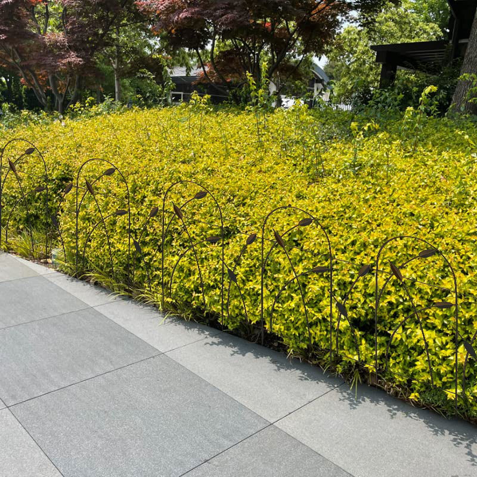 Thealyn Metal Decorative Garden Fence Border, 32 in.H x 19.5 in.W (10 Panels, Total Length 16 feet) No Dig Fence Rustproof Wrought Iron Landscape Fencing for Flower Bed, Trees, Animal Barrier, Black