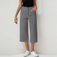 thumbnail image 2 of QATAINLAV Womens Casual Capris Summer High Waisted Wide Leg Dress Pants Solid Casual Suit Trousers Work Business Outfits Gray S Ofertas en Walmart, 2 of 7