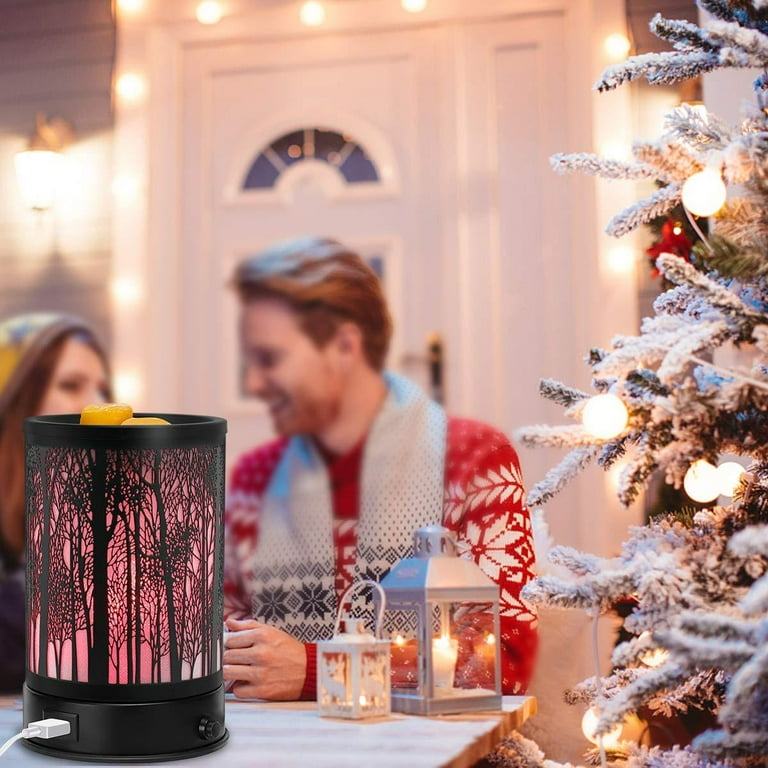 Hituiter Wax Melt Warmer for Scented Wax with USB Charging 7 Colors LED Lighting Oil lamp Wax Melts Burner Electric Melter Candle Warmer Classic Black