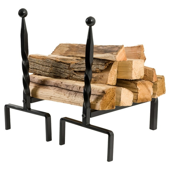 Modern Ember Bowmore 9" W x 18.75" H x 14.75" D Firewood Andirons for Fireplaces - Black