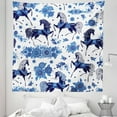 thumbnail image 1 of Horse Tapestry, Monochrome Repetition of Horses and Flowers, Fabric Wall Hanging Decor for Bedroom Living Room Dorm, 5 Sizes, Blue Dark Blue White, by Ambesonne, 1 of 1