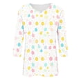 thumbnail image 5 of Inverlee Plus Size 3/4 Sleeve Shirts for Women Easter Day Cute Egg Print Tunics Spring Fashion Loose Fit Crewneck Blouses, 5 of 5