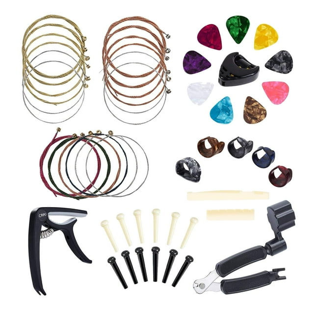 49pc Guitar Maintanence Accessories Guitar Strings Picks Bone Bridge Thumb